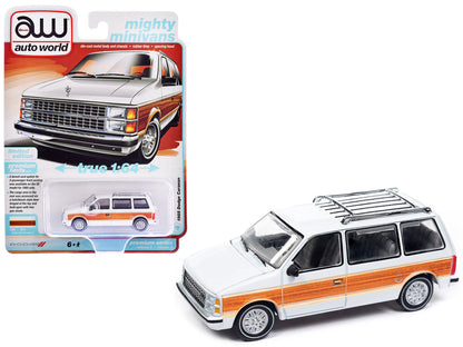1985 Dodge Caravan Van White with Woodgrain Side Panels "Mighty Minivans" Series 1/64 Diecast Model Car by Auto World-2