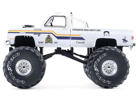 1986 Chevrolet Silverado Monster Truck ’Royal Canadian Mounted Police’ White with Stripes ’Kings of Crunch - Hot
