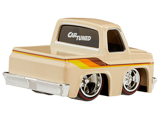1987 Chevrolet C10 Pickup Truck Beige with Stripes ’Customs’ Series 3 Diecast Model Car by CarTuned - Car Models