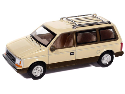 1987 Plymouth Voyager Van Light Cream and Golden Bronze Metallic 2-Tone "Mighty Minivans" Series 1/64 Diecast Model Car by Auto World-1