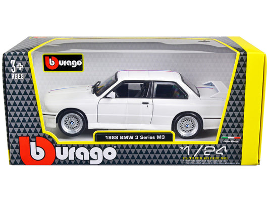 1988 BMW 3 Series M3 E30 White 1/24 Diecast Model Car by Bburago - Car Models