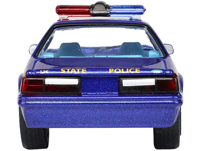 1988 Ford Mustang "New York State Police" Blue with Yellow Stripes and Blue Interior "Hot Pursuit" Series 8 1/64 Diecast Model Car by Greenlight-1