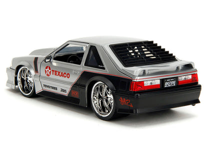 1989 Ford Mustang GT "Texaco" Silver Metallic and Matt Black "Bigtime Muscle" Series 1/24 Diecast Model Car by Jada-1