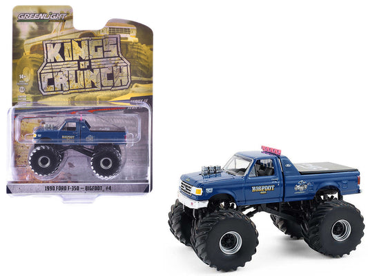 1990 Ford F-350 Monster Truck "Bigfoot #4" Blue "Kings of Crunch" Series 16 1/64 Diecast Model Car by Greenlight-0