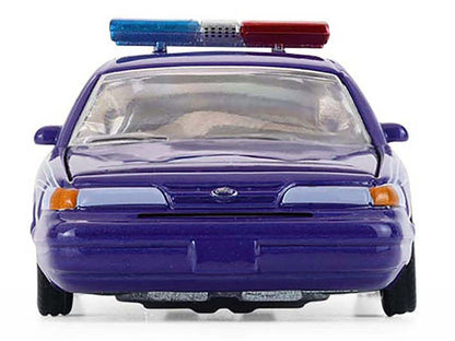 1992 Ford Crown Victoria Lowrider Blue with Graphics and Lightbar "California Lowriders" Series 7 1/64 Diecast Model Car by Greenlight-2