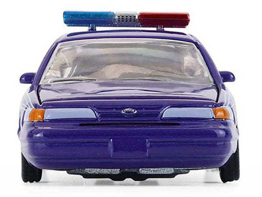 1992 Ford Crown Victoria Lowrider Blue with Graphics and Lightbar "California Lowriders" Series 7 1/64 Diecast Model Car by Greenlight-2