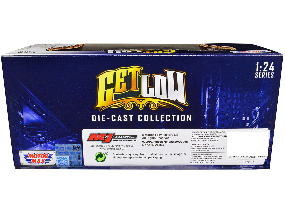 1993-1997 Ford Crown Victoria Lowrider Black Metallic and Silver with Red Stripes "Get Low" Series 1/24 Diecast Model Car by Motormax-1
