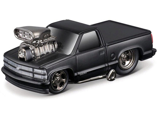 1993 Chevrolet 454 SS Pickup Truck Matt Black "Blackout Edition" 1/64 Diecast Model by Muscle Machines-1
