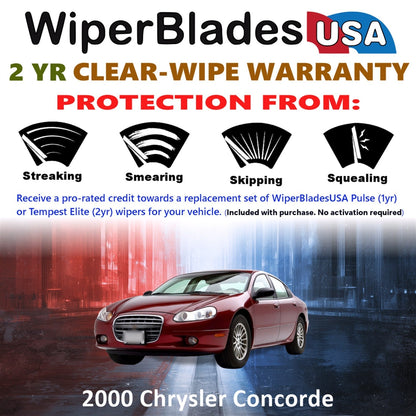2000 Chrysler Concorde Wiper Blades w/2yr Wear Warranty (Set of 2) Beam Wipers-1