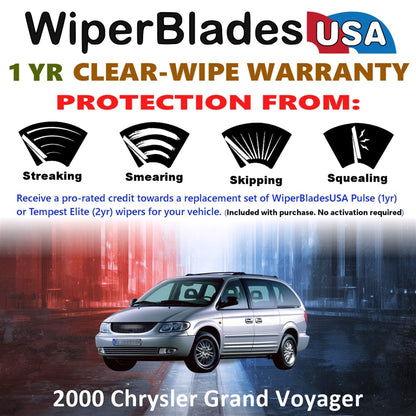 2000 Chrysler Grand Voyager Wiper Blades w/1yr Wear Warranty (Set of 2) Wipers-1