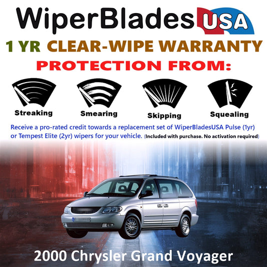2000 Chrysler Grand Voyager Wiper Blades w/1yr Wear Warranty (Set of 2) Wipers-1