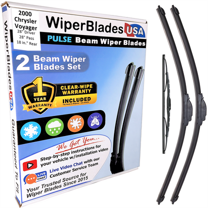 2000 Chrysler Voyager Wiper Blades w/1yr Wear Warranty (Set of 3) w/Rear Wipers-0
