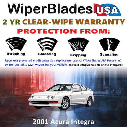 2001 Acura Integra Wiper Blades Set w/2yr Wear Warranty (Set of 2) Tempest Elite-1