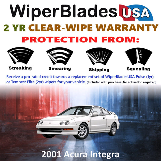 2001 Acura Integra Wiper Blades Set w/2yr Wear Warranty (Set of 2) Tempest Elite-1