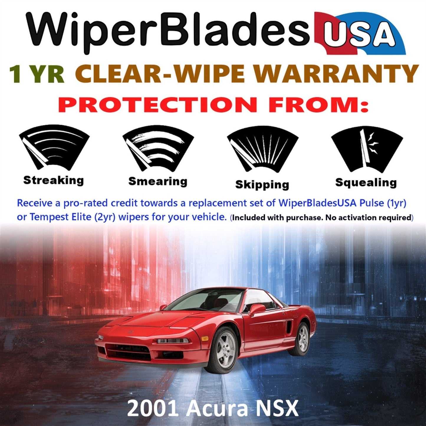 2001 Acura NSX Wiper Blades Set w/1yr Wear Warranty (Set of 2) Pulse Beam Wipers-1