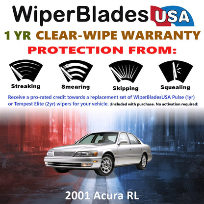 2001 Acura RL Wiper Blades Set w/1yr Wear Warranty (Set of 2) Pulse Beam Wipers-1