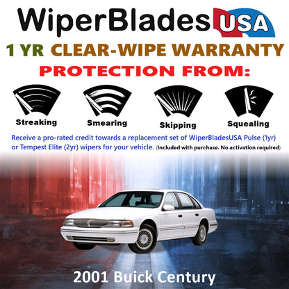 2001 Buick Century Wiper Blades Set w/1yr Warranty (Set of 2) Pulse Beam Wipers-1