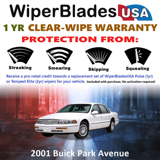 2001 Buick Park Avenue Wiper Blades w/1yr Wear Warranty (Set of 2) Wipers-1