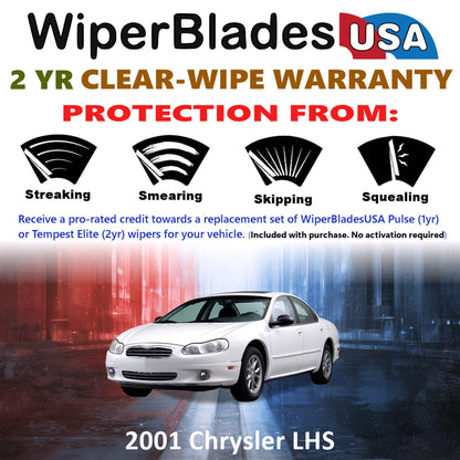 2001 Chrysler LHS Wiper Blades Set w/2yr Wear Warranty (Set of 2) Tempest Elite-1