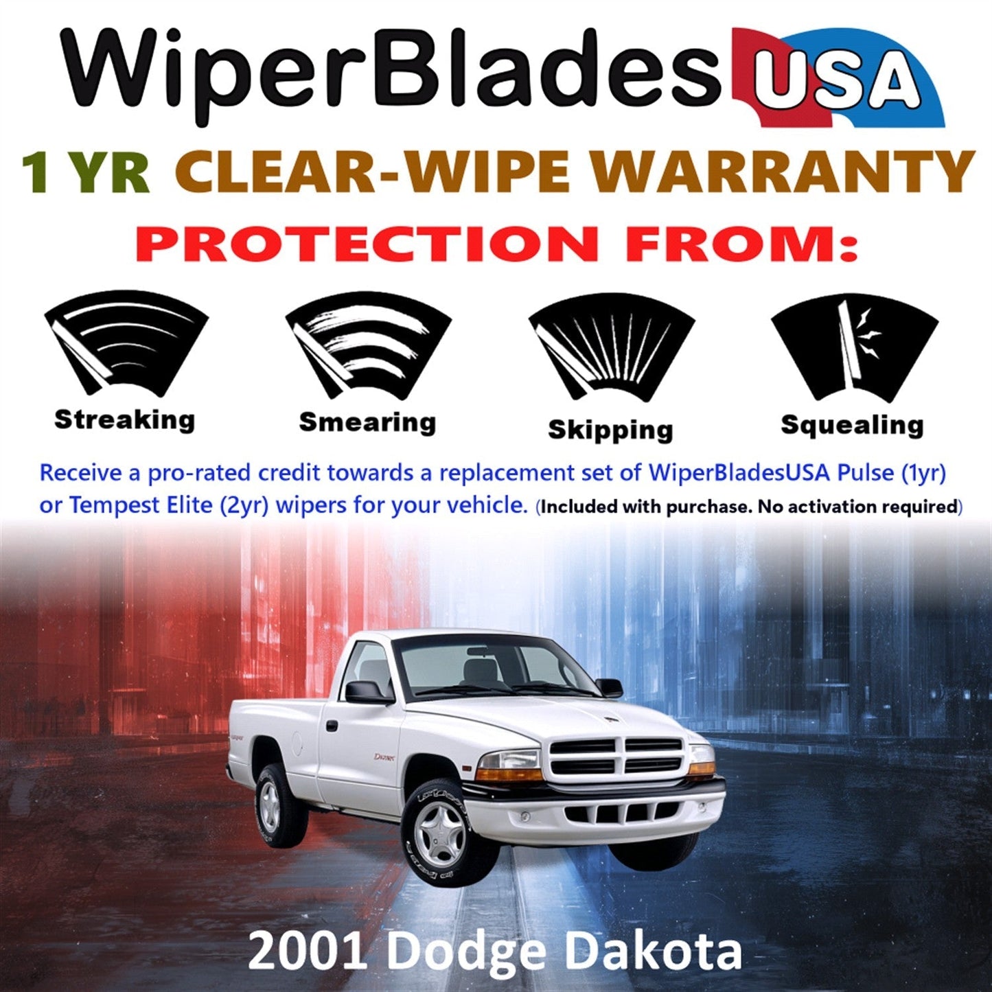 2001 Dodge Dakota Wiper Blades Set w/1yr Warranty (Set of 2) Pulse Beam Wipers-1
