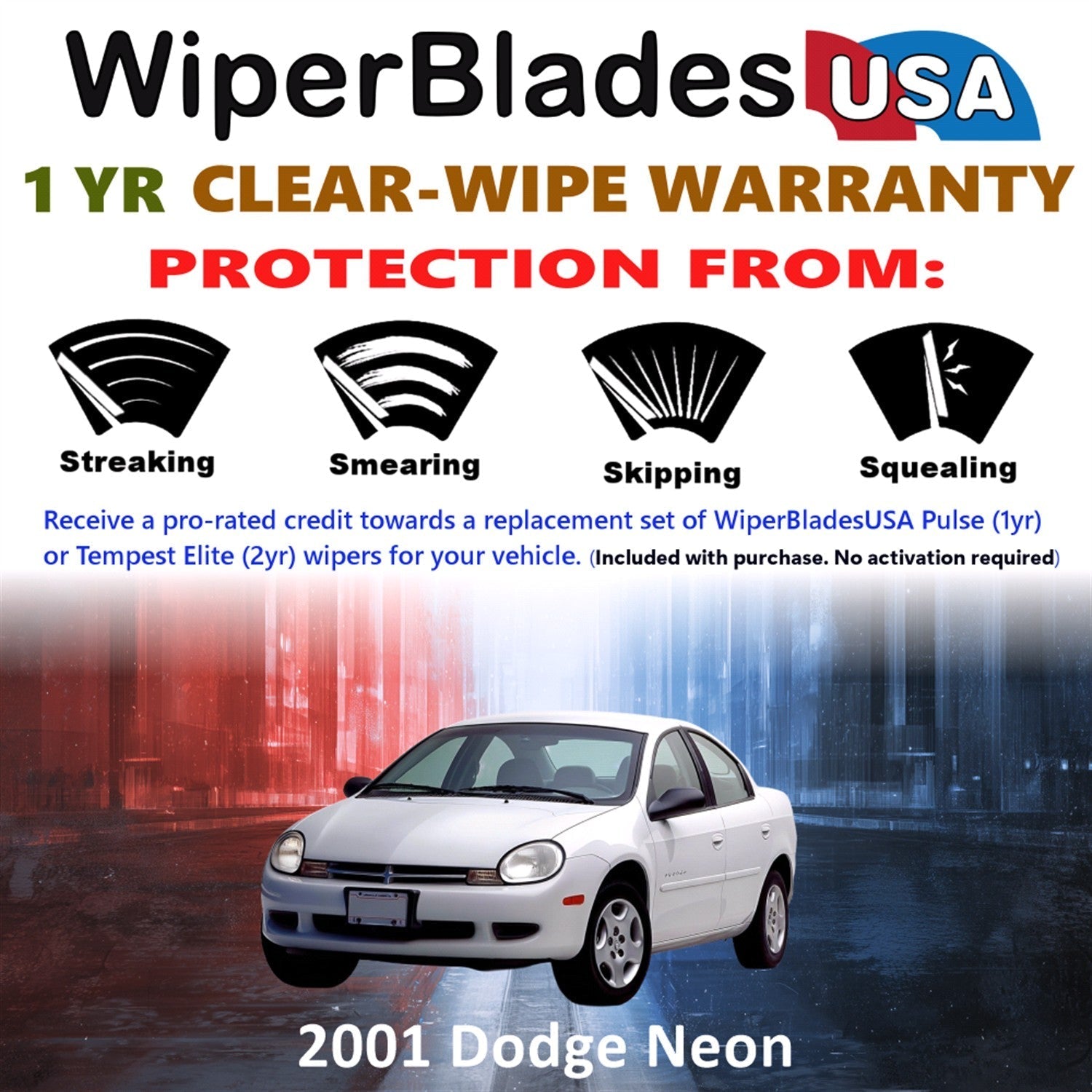 2001 Dodge Neon Wiper Blades Set w/1yr Warranty (Set of 2) Pulse Beam Wipers-1