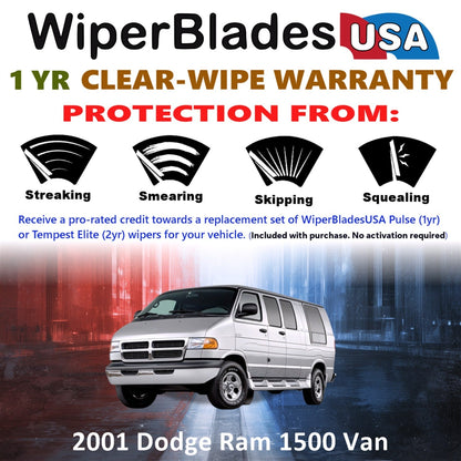 2001 Dodge Ram 1500 Van Wiper Blades w/1yr Wear Warranty (Set of 2) Wipers-1