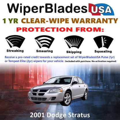 2001 Dodge Stratus Wiper Blades Set w/1yr Warranty (Set of 2) Pulse Beam Wipers-1