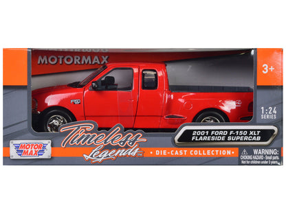 2001 Ford F-150 XLT Flareside Supercab Pickup Truck Red 1/24 Diecast Model Car by Motormax-2