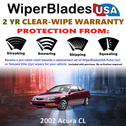 2002 Acura CL Wiper Blades Set w/2yr Warranty (Set of 2) Tempest Elite Wipers-1
