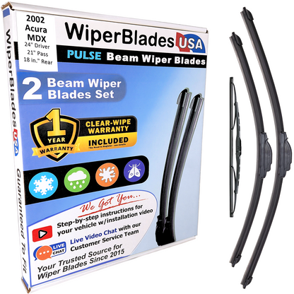 2002 Acura MDX Wiper Blades w/1yr Wear Warranty (Set of 3) w/Rear Wipers-0