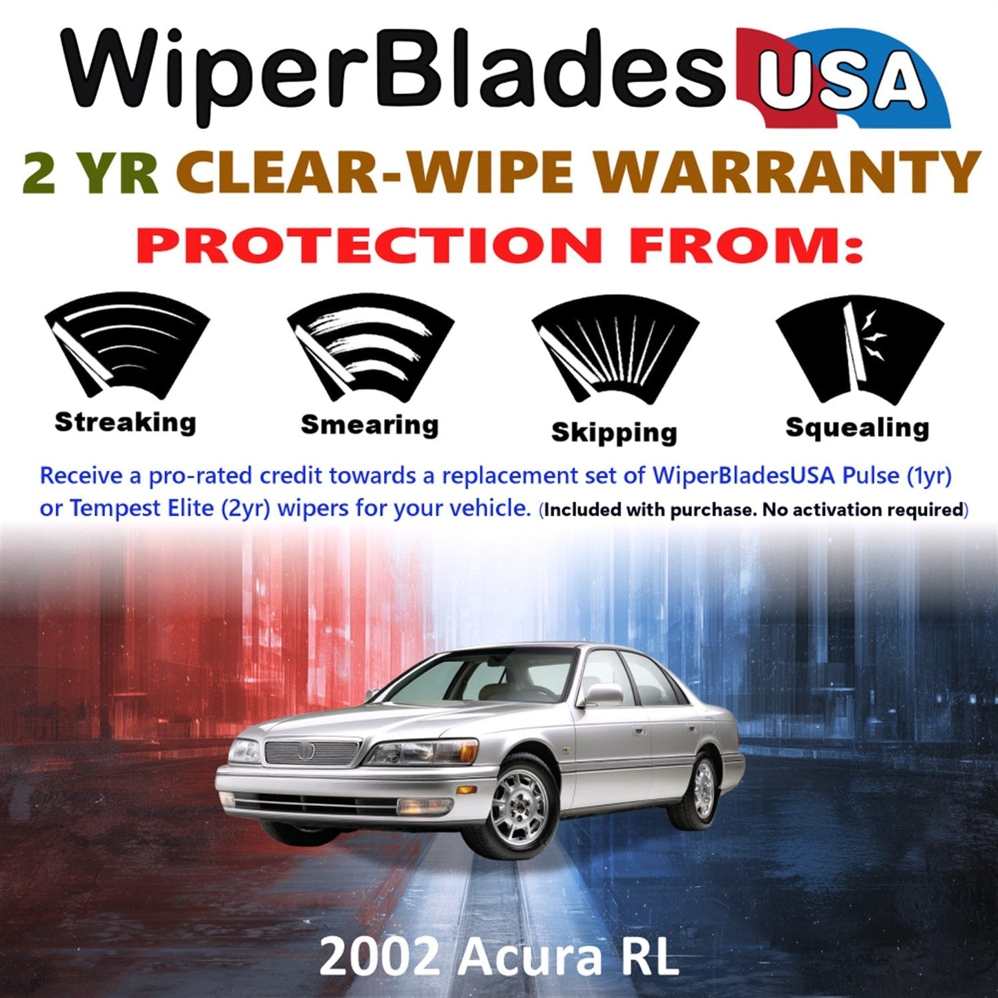 2002 Acura RL Wiper Blades Set w/2yr Warranty (Set of 2) Tempest Elite Wipers-1