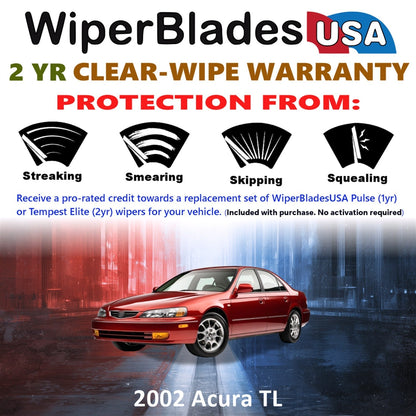 2002 Acura TL Wiper Blades Set w/2yr Warranty (Set of 2) Tempest Elite Wipers-1