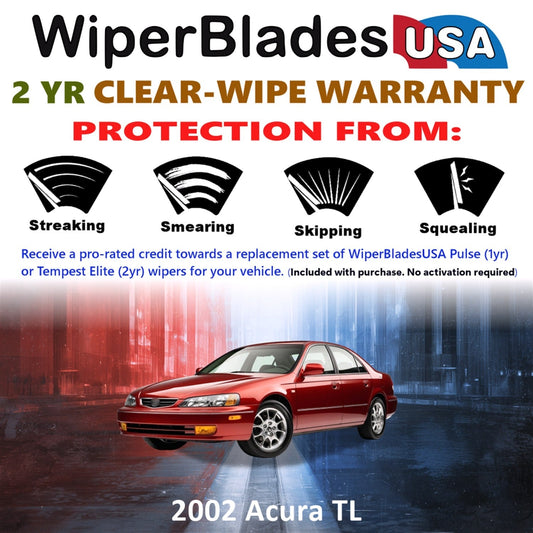 2002 Acura TL Wiper Blades Set w/2yr Warranty (Set of 2) Tempest Elite Wipers-1