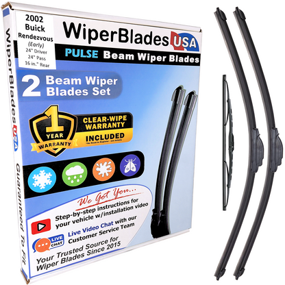 2002 Buick Rendezvous (Early) Wiper Blades Set w/1yr Warranty (Set of 3) w/Rear-0