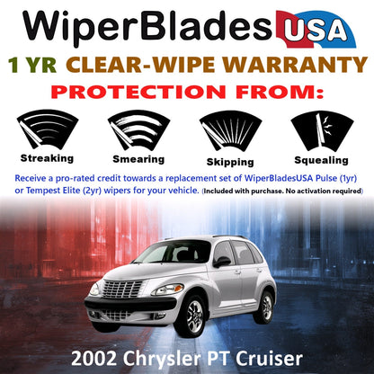 2002 Chrysler PT Cruiser Wiper Blades w/1yr Wear Warranty (Set of 2) Wipers-1