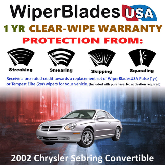 2002 Chrysler Sebring (Convertible) Wiper Blades Set w/1yr Warranty (Set of 2)-1
