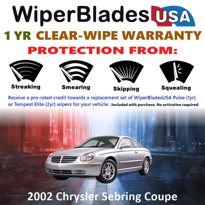 2002 Chrysler Sebring (Coupe) Wiper Blades w/1yr Wear Warranty (Set of 2) Wipers-1