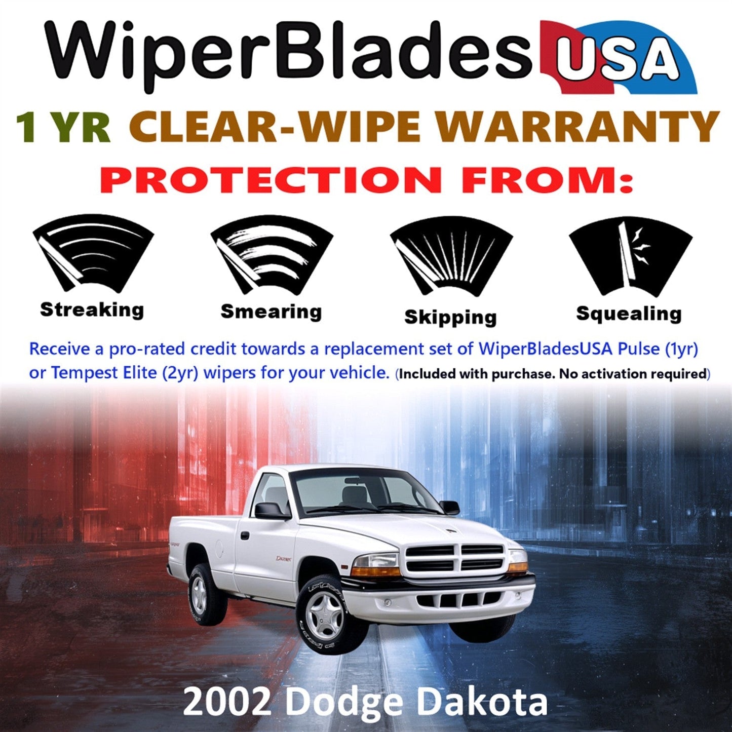 2002 Dodge Dakota Wiper Blades Set w/1yr Warranty (Set of 2) Pulse Beam Wipers-1