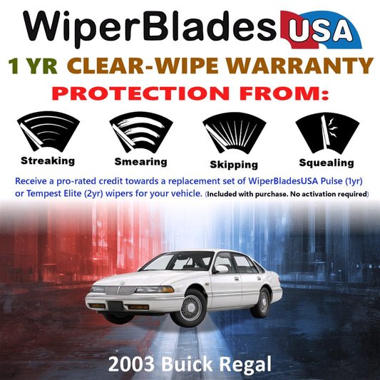 2003 Buick Regal Wiper Blades Set w/1yr Warranty (Set of 2) Pulse Beam Wipers-1