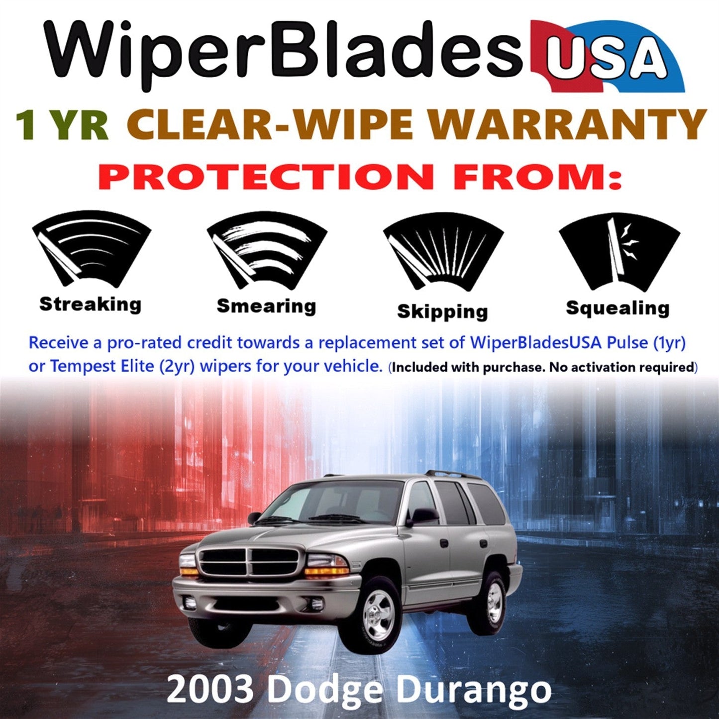 2003 Dodge Durango Wiper Blades Set w/1yr Warranty (Set of 2) Pulse Beam Wipers-1