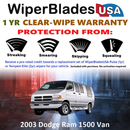 2003 Dodge Ram 1500 Van Wiper Blades w/1yr Wear Warranty (Set of 2) Wipers-1