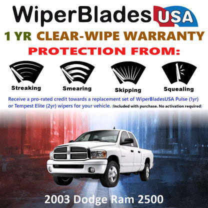 2003 Dodge Ram 2500 Wiper Blades Set w/1yr Warranty (Set of 2) Pulse Beam Wipers-1