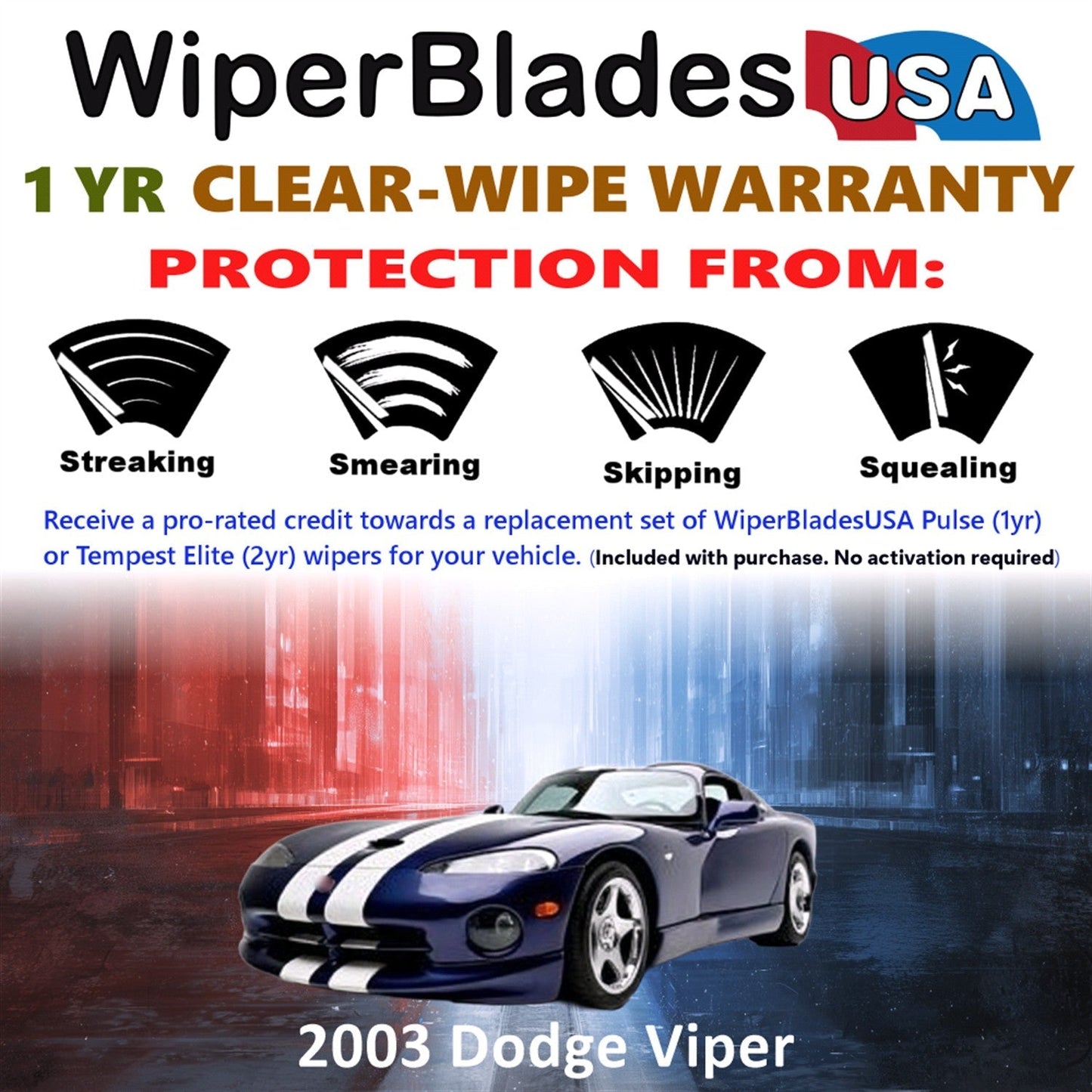 2003 Dodge Viper Wiper Blades Set w/1yr Warranty (Set of 2) Pulse Beam Wipers-1