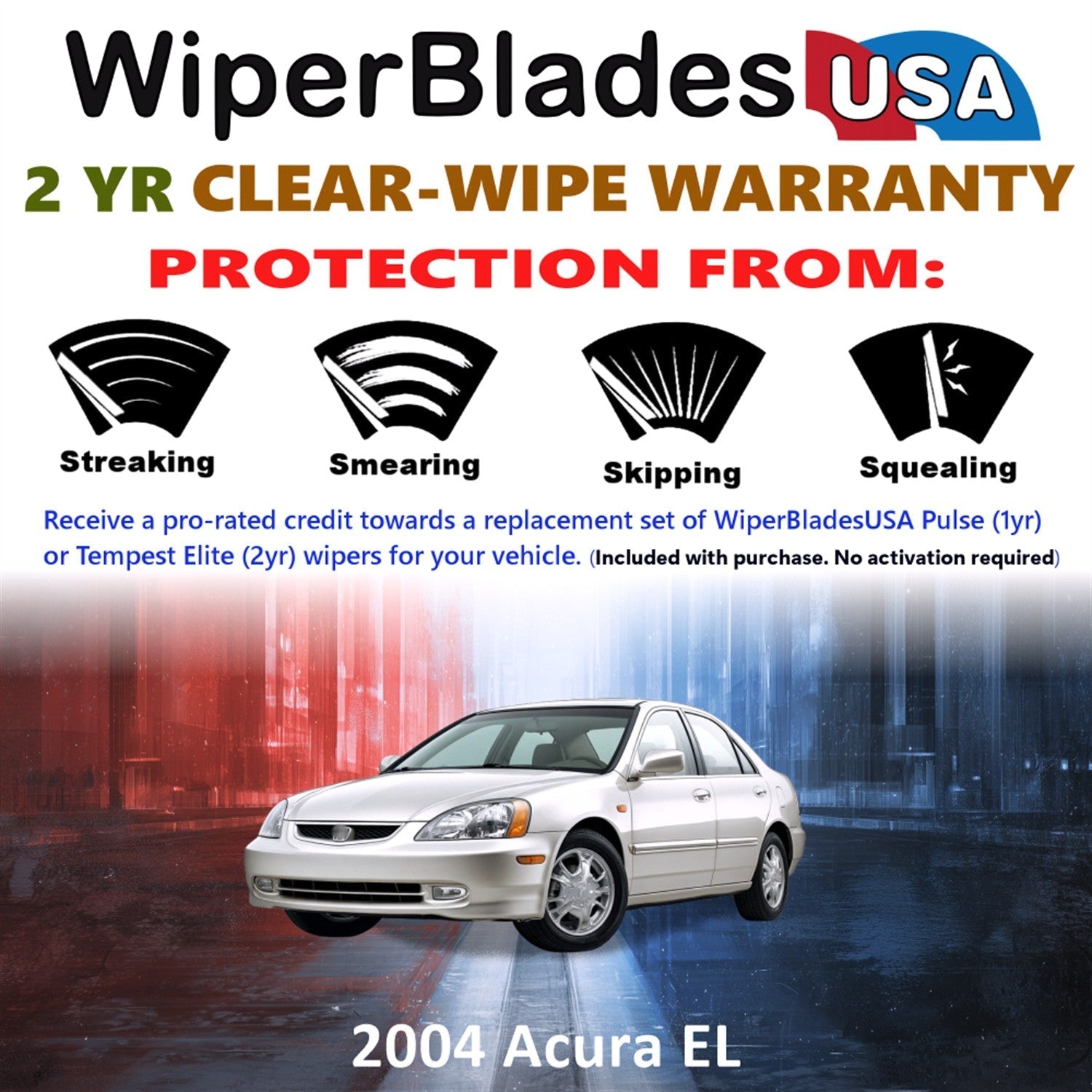 2004 Acura EL Wiper Blades Set w/2yr Warranty (Set of 2) Tempest Elite Wipers-1
