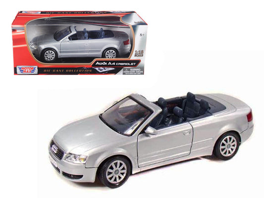 2004 Audi A4 Cabriolet Silver 1/18 Diecast Model Car by Motormax - Car Models