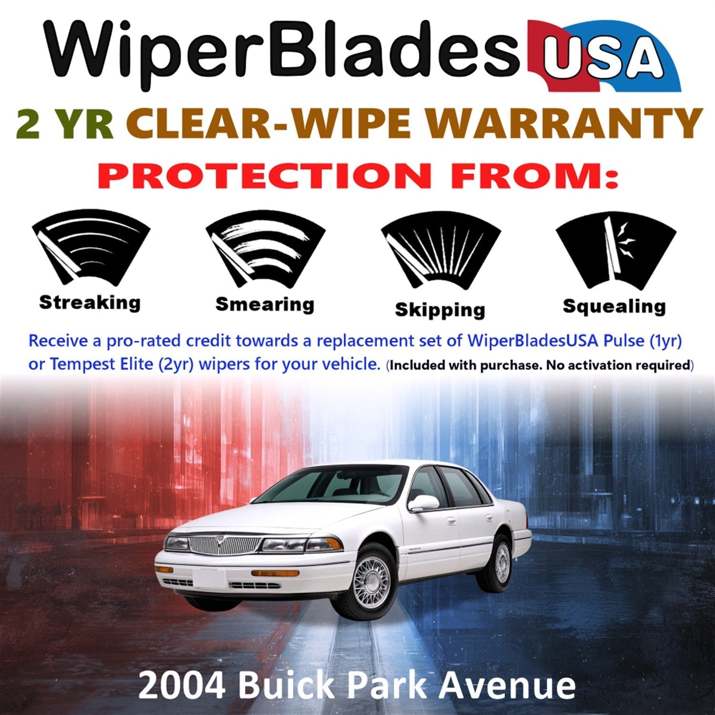 2004 Buick Park Avenue Wiper Blades w/2yr Wear Warranty (Set of 2) Beam Wipers-1