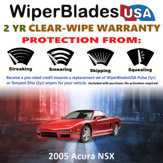 2005 Acura NSX Wiper Blades Set w/2yr Warranty (Set of 2) Tempest Elite Wipers-1