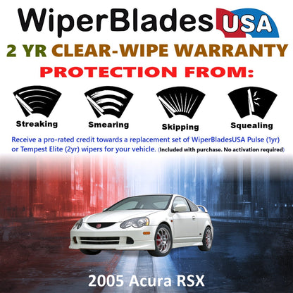 2005 Acura RSX Wiper Blades Set w/2yr Warranty (Set of 2) Tempest Elite Wipers-1