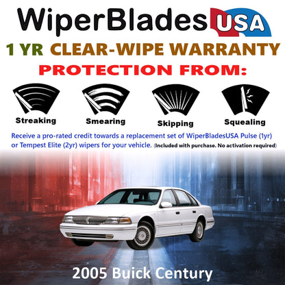 2005 Buick Century Wiper Blades Set w/1yr Warranty (Set of 2) Pulse Beam Wipers-1