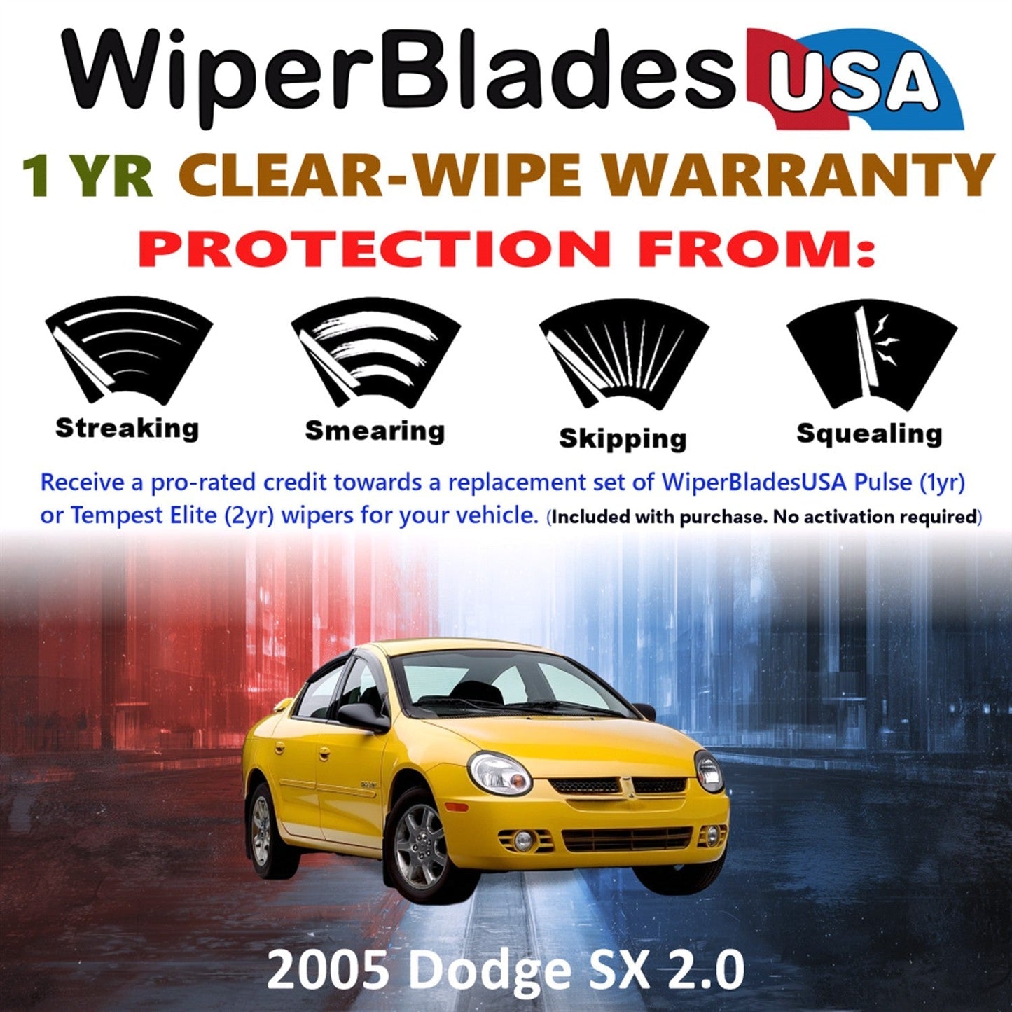 2005 Dodge SX 2.0 Wiper Blades Set w/1yr Warranty (Set of 2) Pulse Beam Wipers-1